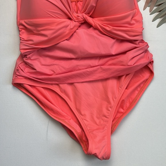 La Blanca Pink One Piece Swimsuit with Plunging V-Neck - 12 - Picture 2 of 9